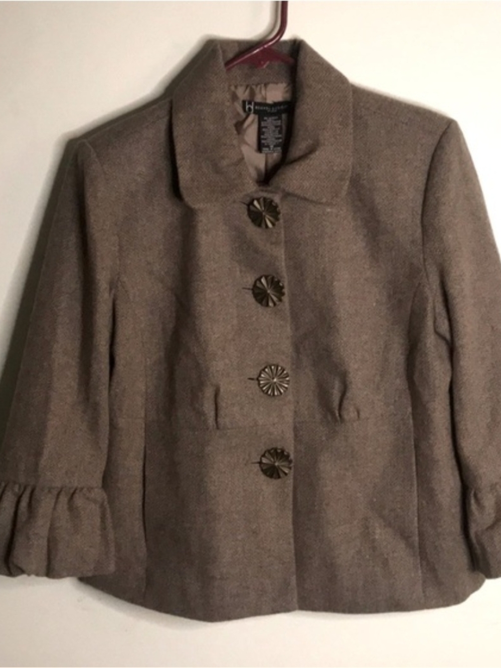 Boston Design Studio Women's Houndstooth Tweed Blazer Jacket Lined Sz 12